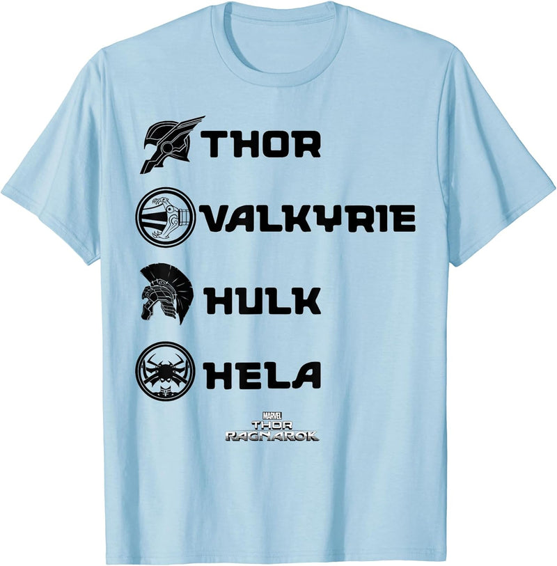 Kids Marvel Thor Ragnarok Valkyrie Hulk Hela Symbols T-Shirt 8 Red