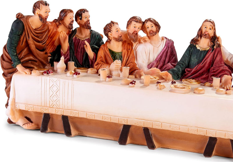 BRUBAKER Das letzte Abendmahl - Jesus und Seine 12 Jünger am Tisch - 36 cm Weihnachtsfigur mit handb