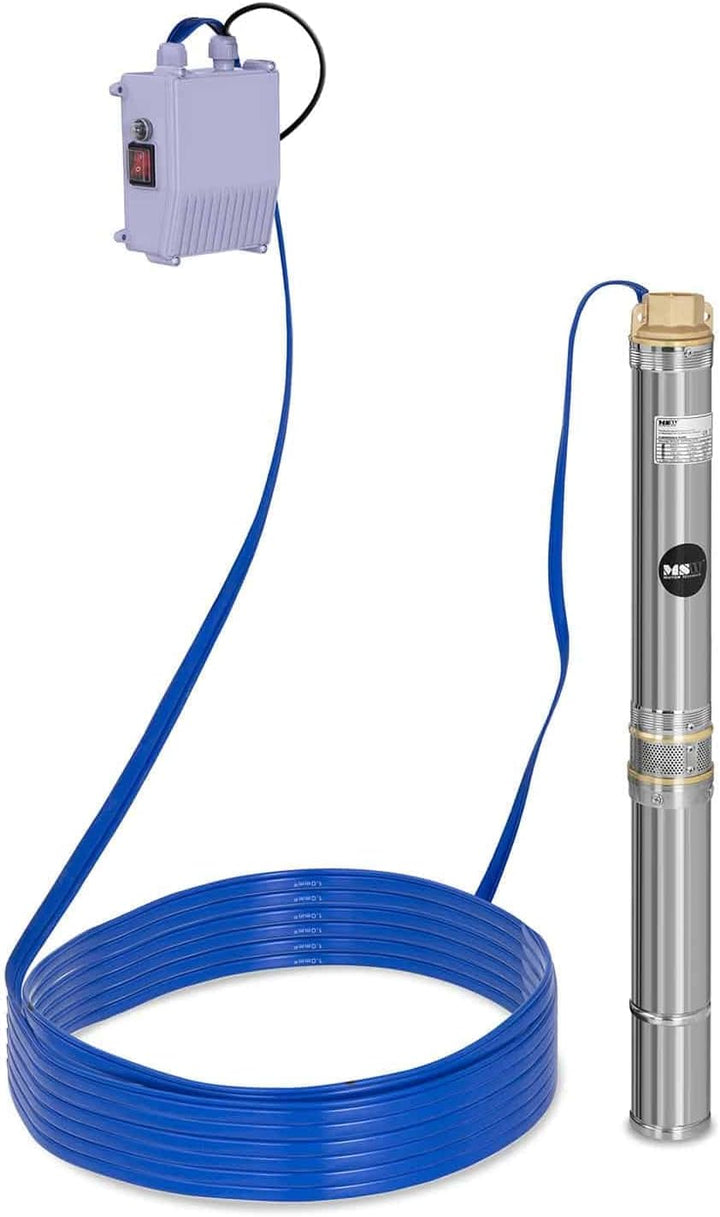 MSW Tiefbrunnenpumpe Tauchpumpe Brunnenpumpe MSW-SPP32-025 (Fördermenge max.: 3.800 l/h, 250 W, Förd