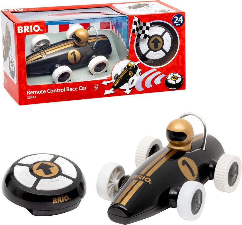 BRIO 30443 RC Rennwagen Schwarz/Gold - Stylisher Rennwagen mit kindgerechter und intuitiver Fernbedi