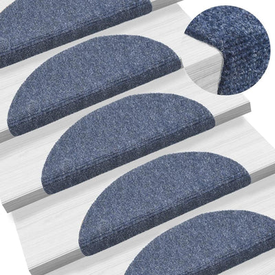 homiuse 15 STK. Selbstklebende Treppenmatten Nadelvlies 56x17x3 cm Blau Treppenstufen Matten Modern