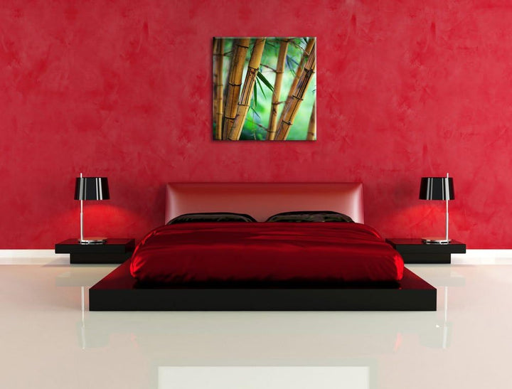 Alter Bambus Wald, Format: 70x70 auf Leinwand, XXL riesige Bilder fertig gerahmt mit Keilrahmen, Kun