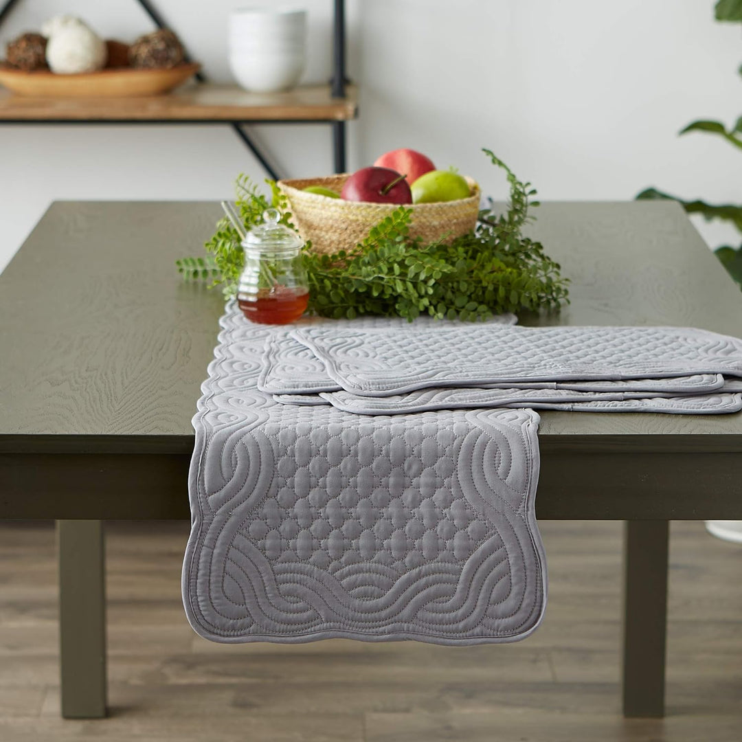 DII Gesteppte Tischsets aus der Farmhouse-Kollektion, Grau, 6-teilig Placemat Set Grau, Placemat Set