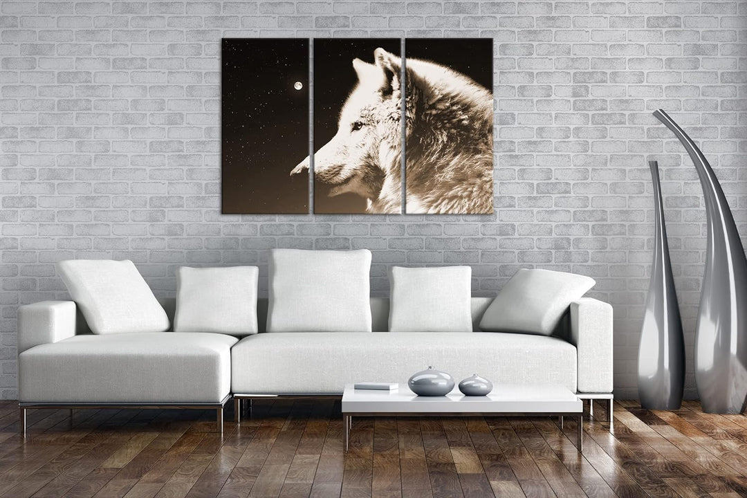 deyoli einsamer stolzer Wolf Format: 3Teilig Effekt: Sepia als Leinwandbild, Motiv fertig gerahmt au