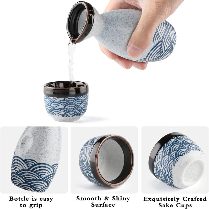 Japanischer Liquor Sake Set mit Sake Becher Wein Topf Porzellon Sake Satz für Wärmeren (1 Sake-Topf