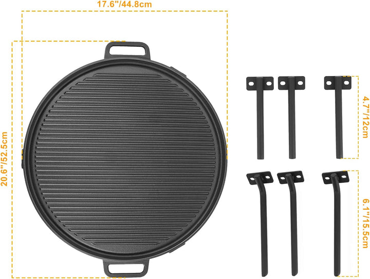 Onlyfire Gusseisen Grillrost mit Abnehmbar Standfuss, Grillplatte für Solo Stove Bonfire und Yukon F