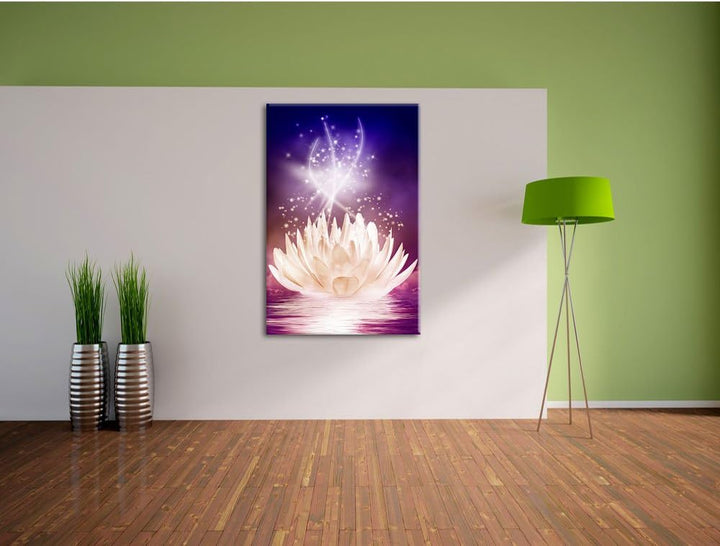 abstrakte Seerose, Format: 100x70 auf Leinwand, XXL riesige Bilder fertig gerahmt mit Keilrahmen, Ku