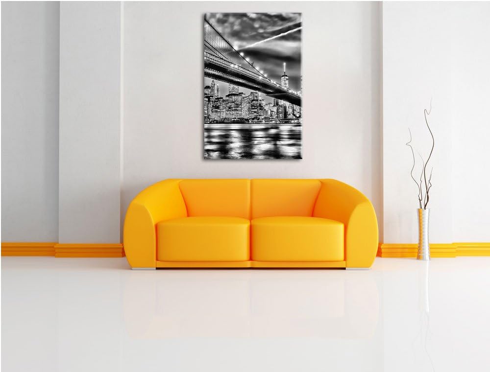 Pixxprint New York Brooklyn Bridge / 100x70cm Leinwandbild bespannt auf Holzrahmen/Wandbild Kunstdru