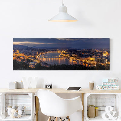 Bilderwelten Leinwandbild - Blick über Budapest - Panorama Quer, 40cm x 120cm, 40cm x 120cm