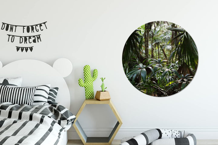 MuchoWow Wandbild Rund Wanddeko Deko Wohnzimmer Bilder 90x90 cm Pflanzen im Regenwald, 90x90 cm