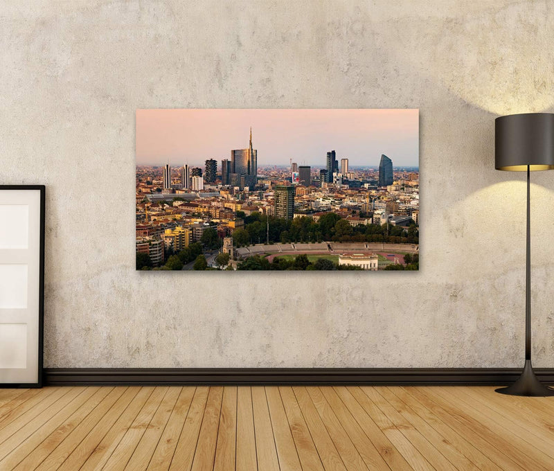 Bild auf Leinwand Neubau Und Skylines In Mailand Italien Wandbild Poster Kunstdruck Bilder Format: 1