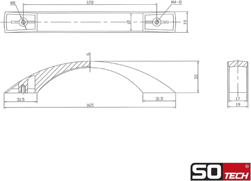 SOTECH 10 Stück Schranktürgriffe ZOE Schubladengriffe Kommodengriffe Bogengriffe Griffe BA 128 mm Ed