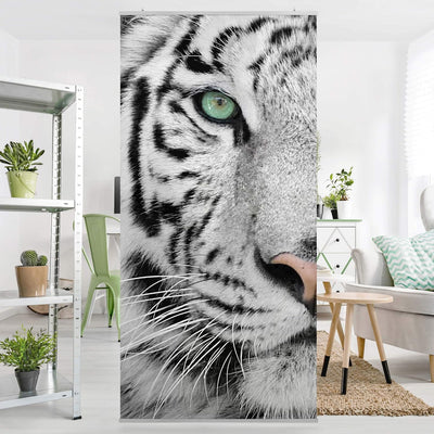 Bilderwelten Raumteiler Weisser Tiger 250x120cm inkl. transparenter Halterung 250x120cm incl. transp