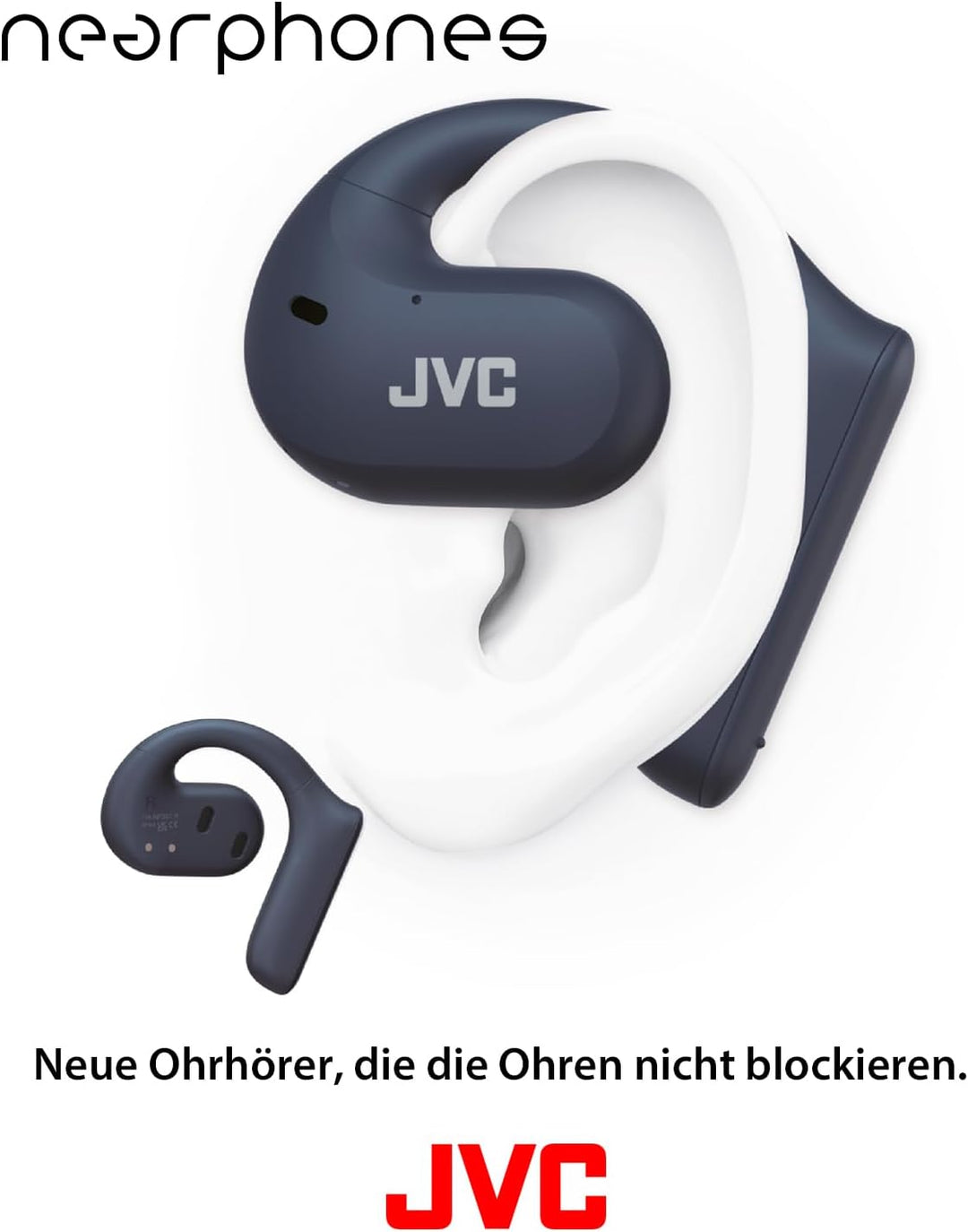 JVC Nearphones HA-NP35T-A, True Wireless Earbuds, Open Ear Design, Noise Cancelling, IPX4, Mikrofon-