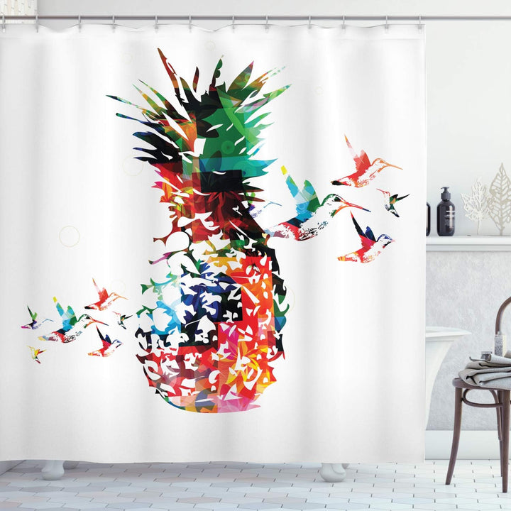 ABAKUHAUS Ananas Duschvorhang, Moderne geometrische Kunst, mit 12 Ringe Set Wasserdicht Stielvoll Mo