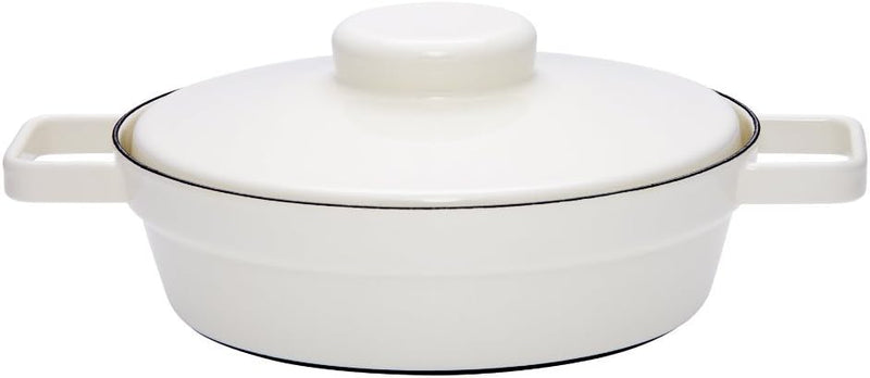 Riess, 2123-212, Pfanne mit Deckel, Durchmesser 24 cm, PURE WHITE, AROMAPOTS, Truehomeware, Emaille,