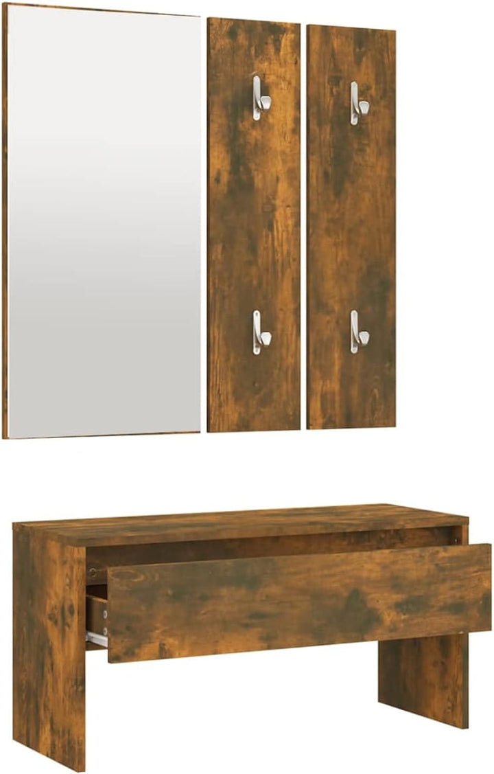 Susany Flurmöbel-Set Kleiderschränke Garderobe,Garderobenset bestehend Kleiderhaken aus 1 x Flurbank