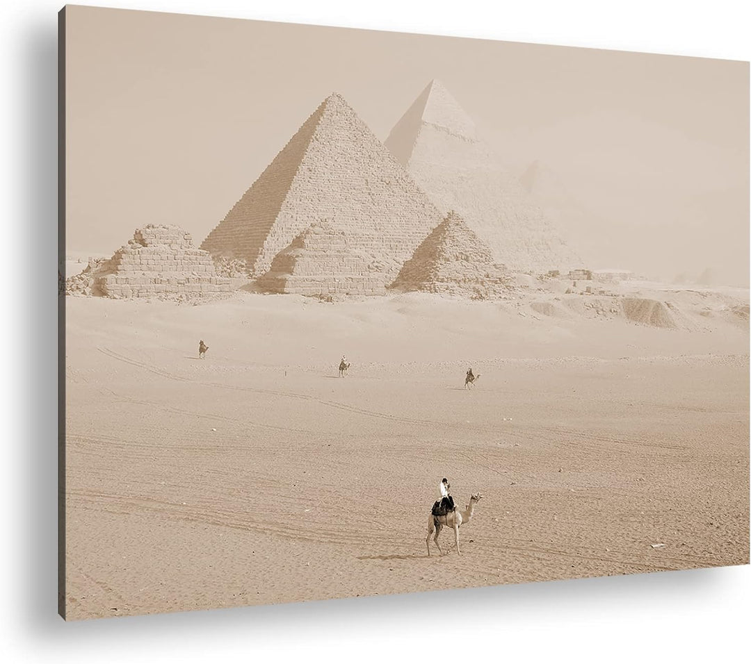 deyoli Pyramiden von Gizeh Format: 100x70 Effekt: Sepia als Leinwandbild, Motiv fertig gerahmt auf E