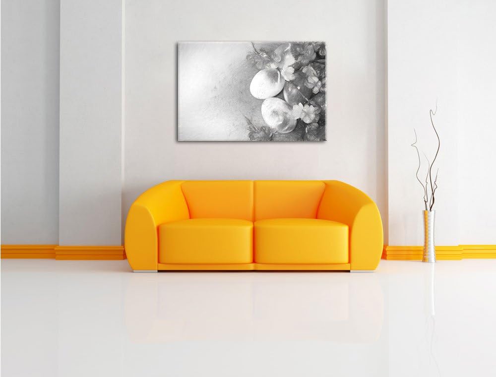 Pixxprint Kunstvolle Ostereier Kohle Zeichnung Effekt, Format: 100x70 auf Leinwand, XXL riesige Bild