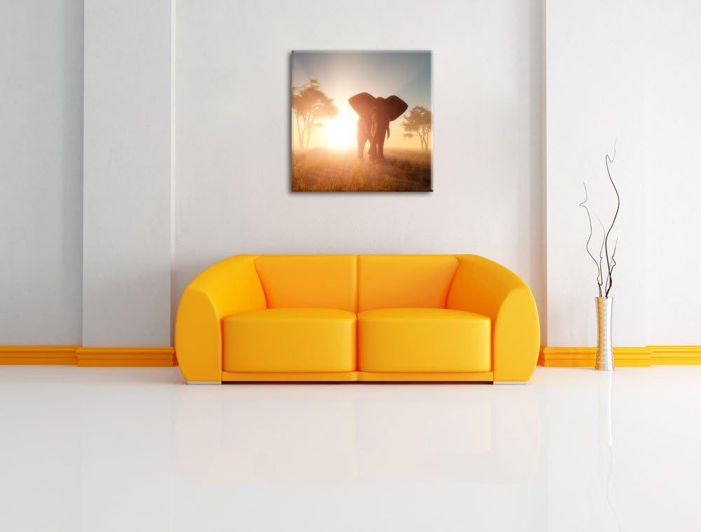 Pixxprint Grosser afrikanischer Elefant in der Wüste, Format: 70x70 auf Leinwand, 70x70