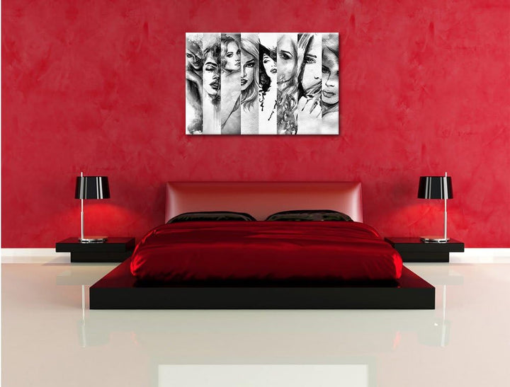 Monocrome, Haar Frisuren, Format: 100x70 auf Leinwand, XXL riesige Bilder fertig gerahmt mit Keilrah