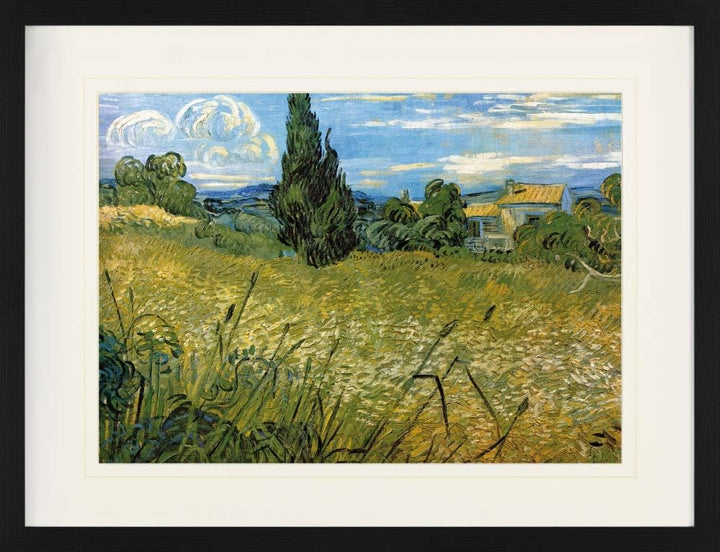 1art1 Vincent Van Gogh Poster Grünes Weizenfeld Mit Zypresse, 1889 Gerahmtes Bild Mit Edlem Passepar