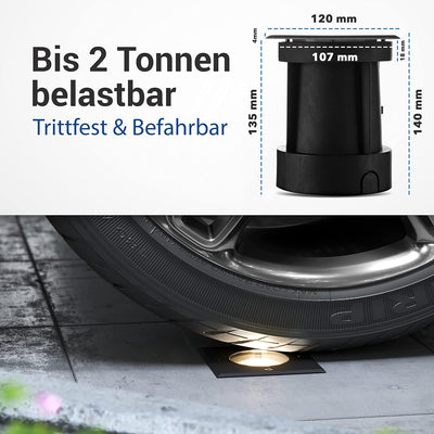 lambado® LED Bodenstrahler für Aussen in Schwarz - Wasserdicht & Befahrbar inkl. 5W GU10 Strahler ne