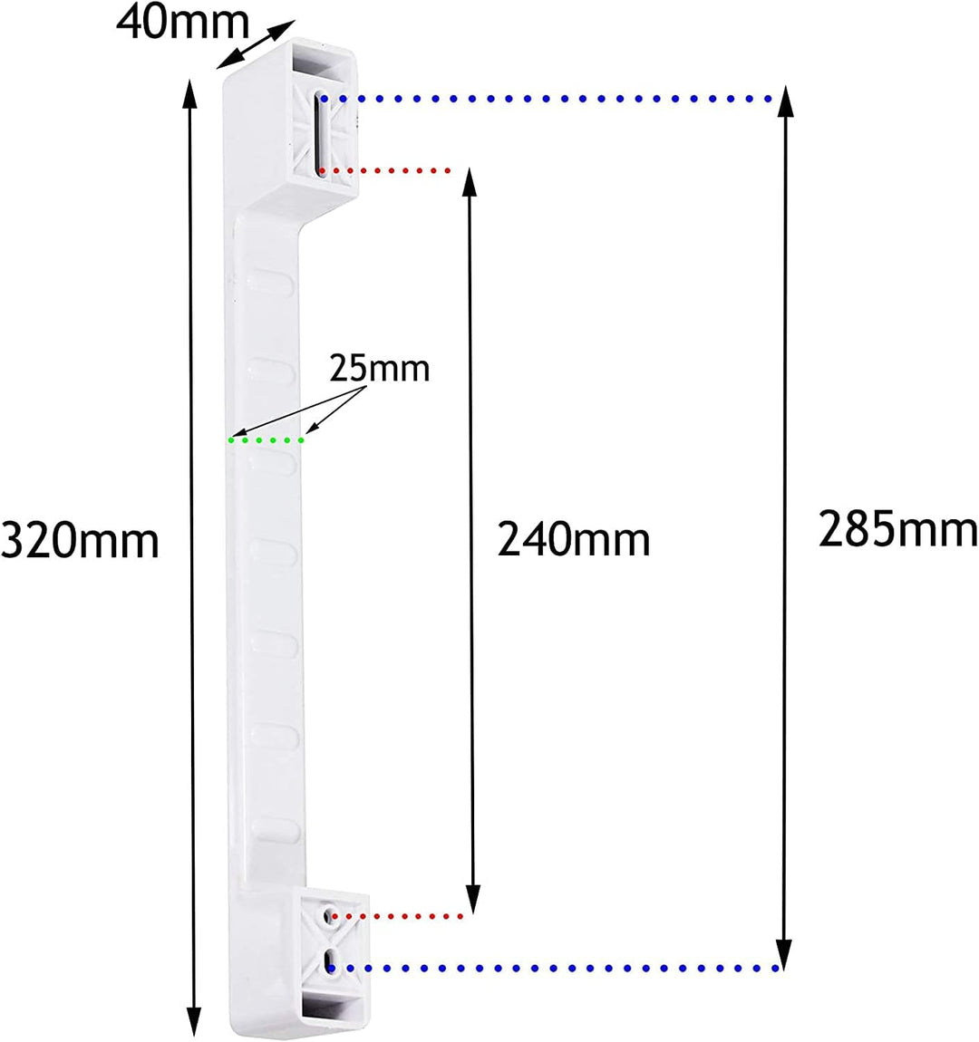 Spares2go Universal Gefrierschrank Kühlschrank Türgriffe (verstellbar, 320 mm, weiss, 2 Stück)