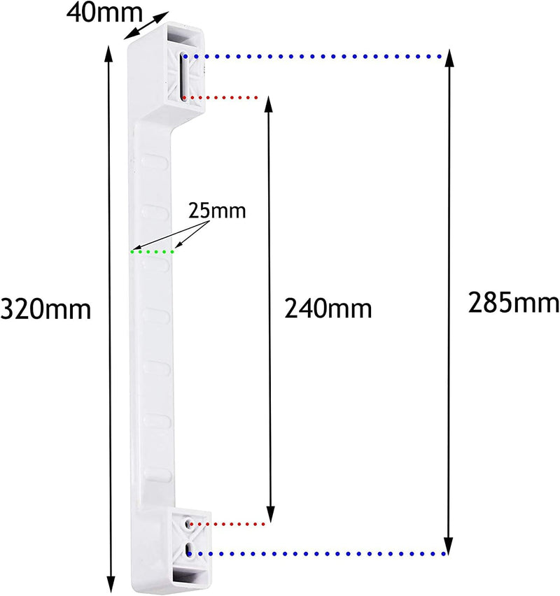 Spares2go Universal Gefrierschrank Kühlschrank Türgriffe (verstellbar, 320 mm, weiss, 2 Stück)