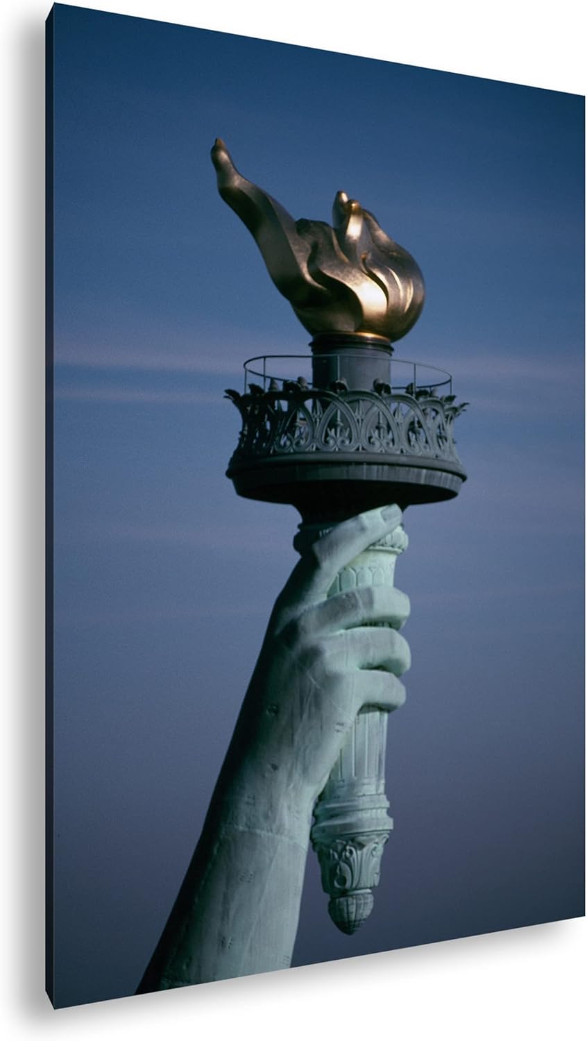 deyoli Fackel der Freiheitsstatue Format: 80x60 als Leinwand, Motiv fertig gerahmt auf Echtholzrahme