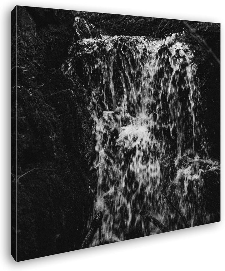 deyoli Moos bedeckter Wasserfall Format: 60x60 Effekt: Schwarz&Weiss als Leinwandbild, Motiv fertig