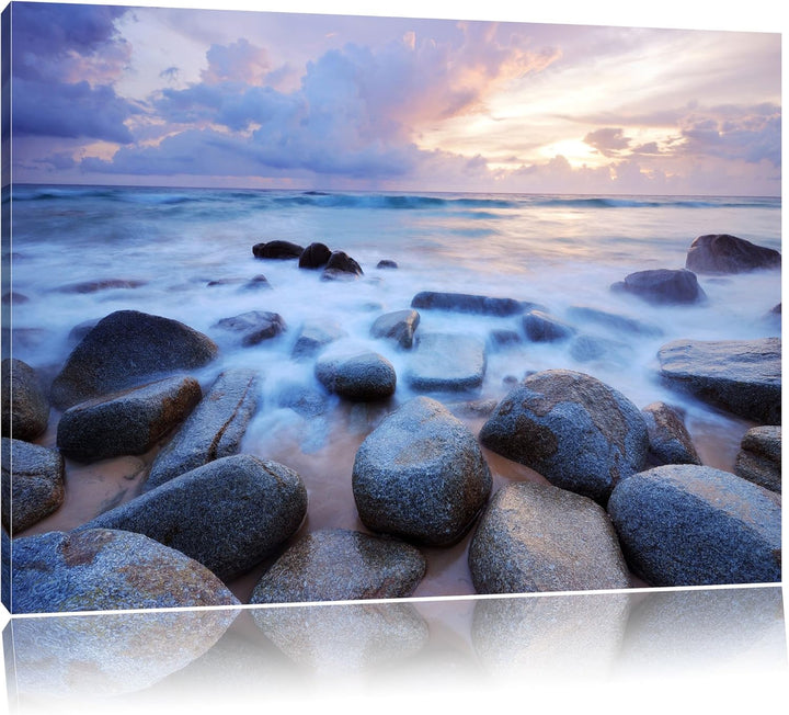 Romantisches Meer , Format: 100x70 auf Leinwand, XXL riesige Bilder fertig gerahmt mit Keilrahmen, K
