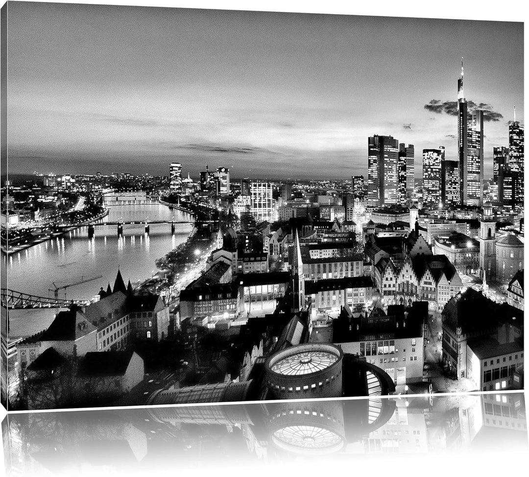 Pixxprint Frankfurt Skyline als Leinwandbild/Grösse: 100x70 / Wandbild/Kunstdruck/fertig bespannt, 1