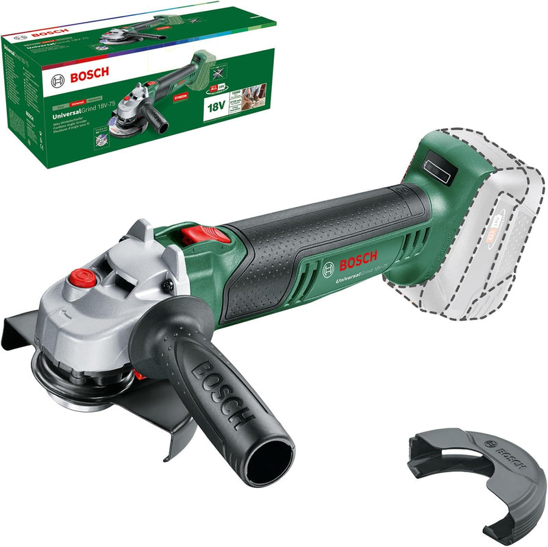 Bosch Akku-Kompakt-Winkelschleifer UniversalGrind 18V-75 (Ohne Akku; 18 Volt System; zum Schleifen,