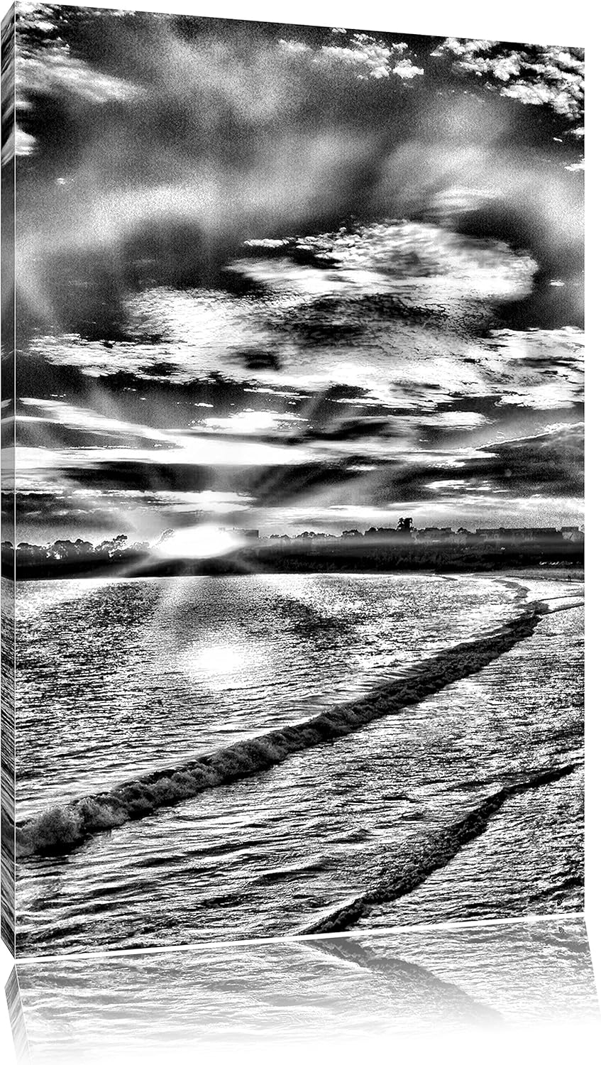 Pixxprint Los Angeles Beach / 100x70cm Leinwandbild bespannt auf Holzrahmen/Wandbild Kunstdruck Deko