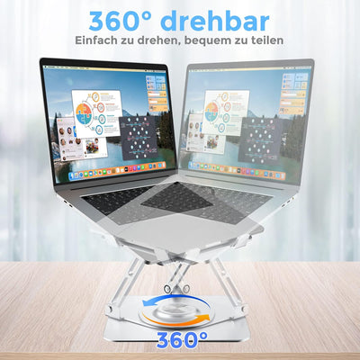 Epherie Laptop Ständer mit 360° drehbarem rundem Basis, Höhenverstellbarer ergonomischer Laptopständ