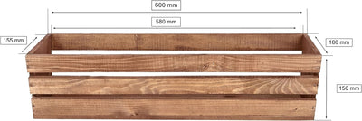 KOTARBAU® Blumenkasten Kräuterkasten aus Holz Langer Balkon-Blumenkasten 600x180x150 mm Braun Braun