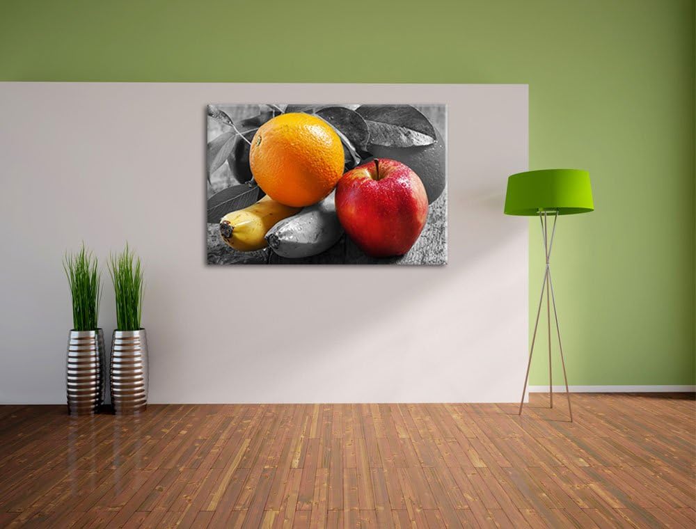 Apfel, Banane, Orange und Co. schwarz/weiss Format: 100x70 auf Leinwand, XXL riesige Bilder fertig g