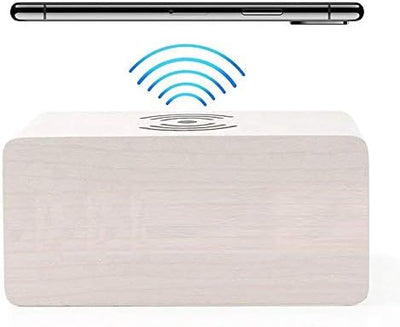 CoverKingz Holz Wecker mit Induktions Ladegerät, Wireless Charger für [iPhone XS Max/Xs/XR/X/8/8/Gal