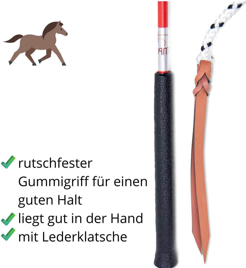 AMKA Kontaktstock mit Seil für Bodenarbeit 120 cm GRÜN Reitstick Bodenarbeit Stock Carrot Stick Hors