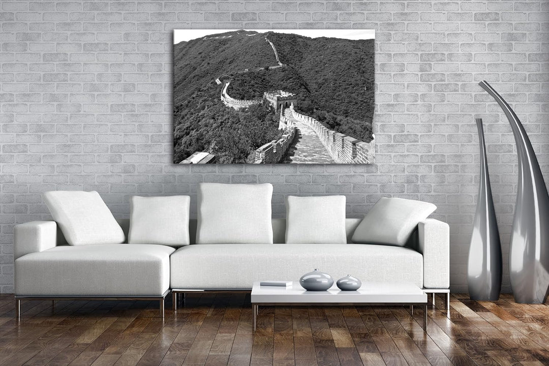 deyoli Chinesische Mauer Effekt: Schwarz/Weiss Format: 80x60 als Leinwandbild, Motiv fertig gerahmt