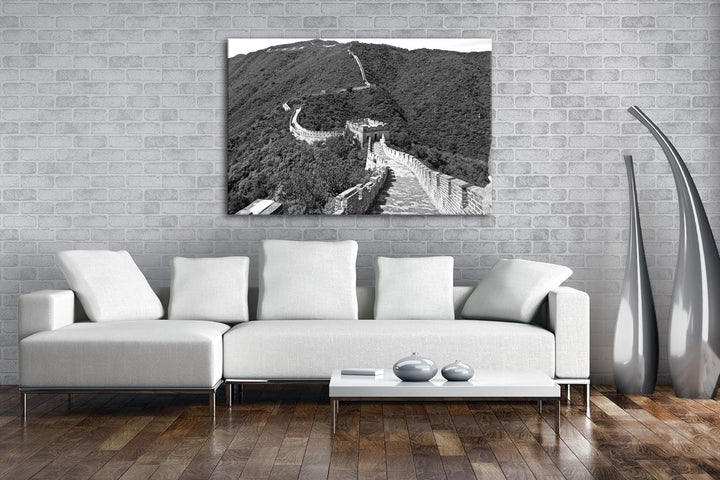 deyoli Chinesische Mauer Effekt: Schwarz/Weiss Format: 80x60 als Leinwandbild, Motiv fertig gerahmt