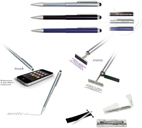 Heri Stempelkugelschreiber Stamp&Touch Pen 3 in 1 Für Smartphones, Tablets, Touchphones, schwarz, Sc