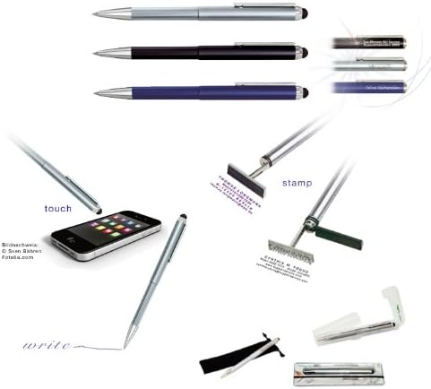Heri Stempelkugelschreiber Stamp&Touch Pen 3 in 1 Für Smartphones, Tablets, Touchphones, dunkelblau