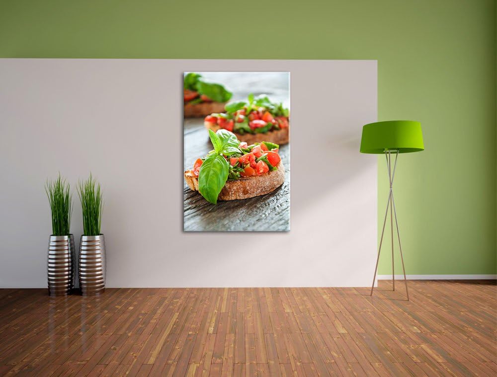 Köstliche Tomaten Bruchetta Format: 100x70 auf Leinwand, XXL riesige Bilder fertig gerahmt mit Keilr