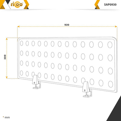 RICOO Akustik Trennwand für Schreibtisch SAP0930-G 92 x 30 x 1,5 cm Grau Büro Home Office Pinnwand S