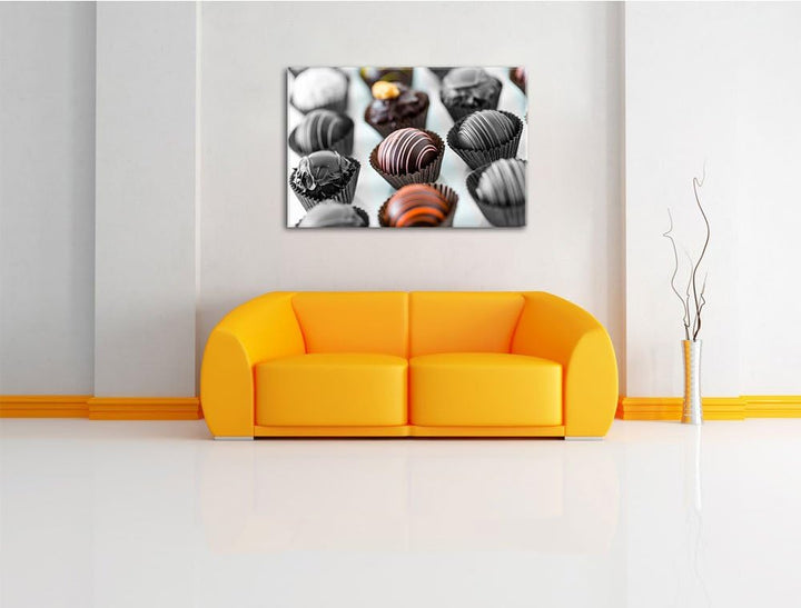 Bezaubernde Pralinen schwarz/weiss Format: 100x70 cm auf Leinwand, XXL riesige Bilder fertig gerahmt