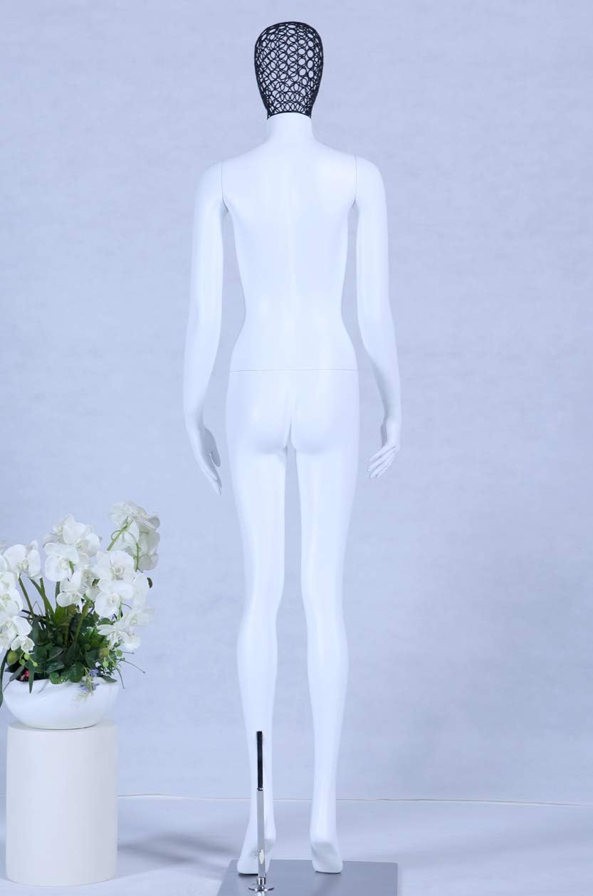 S+26W Frau Eurotondisplay Schaufensterpuppe weiss matt lackiert hochwertig Metallgiter Kopf mit Meta