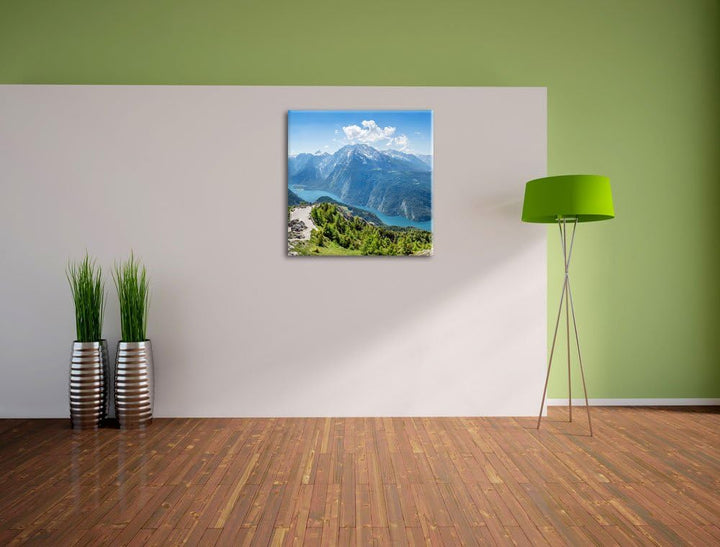 Pixxprint Königssee in Bayern als Leinwandbild Quadratisch/Grösse: 70x70 / Wandbild/Kunstdruck/ferti