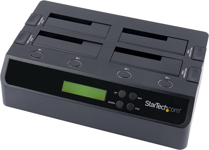 StarTech.com 4-Bay Festplatten Klonstation und Löscher, Selbständiger 1:3 SATA HDD/SSD Kloner/Kopier